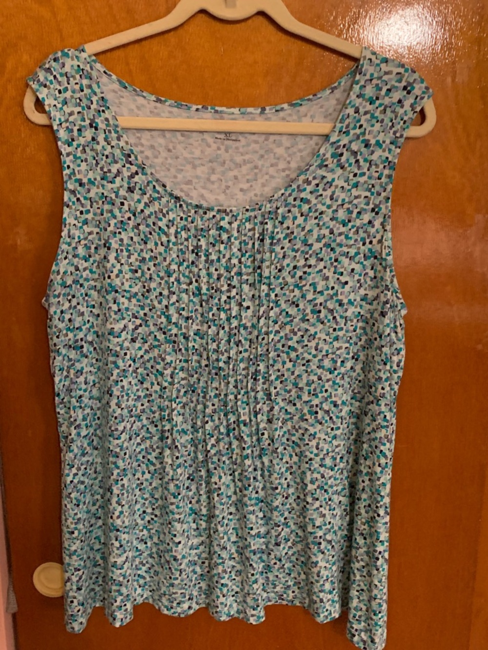 Croft Barrow Teal Multi Pintuck Sleeveless Tank XL